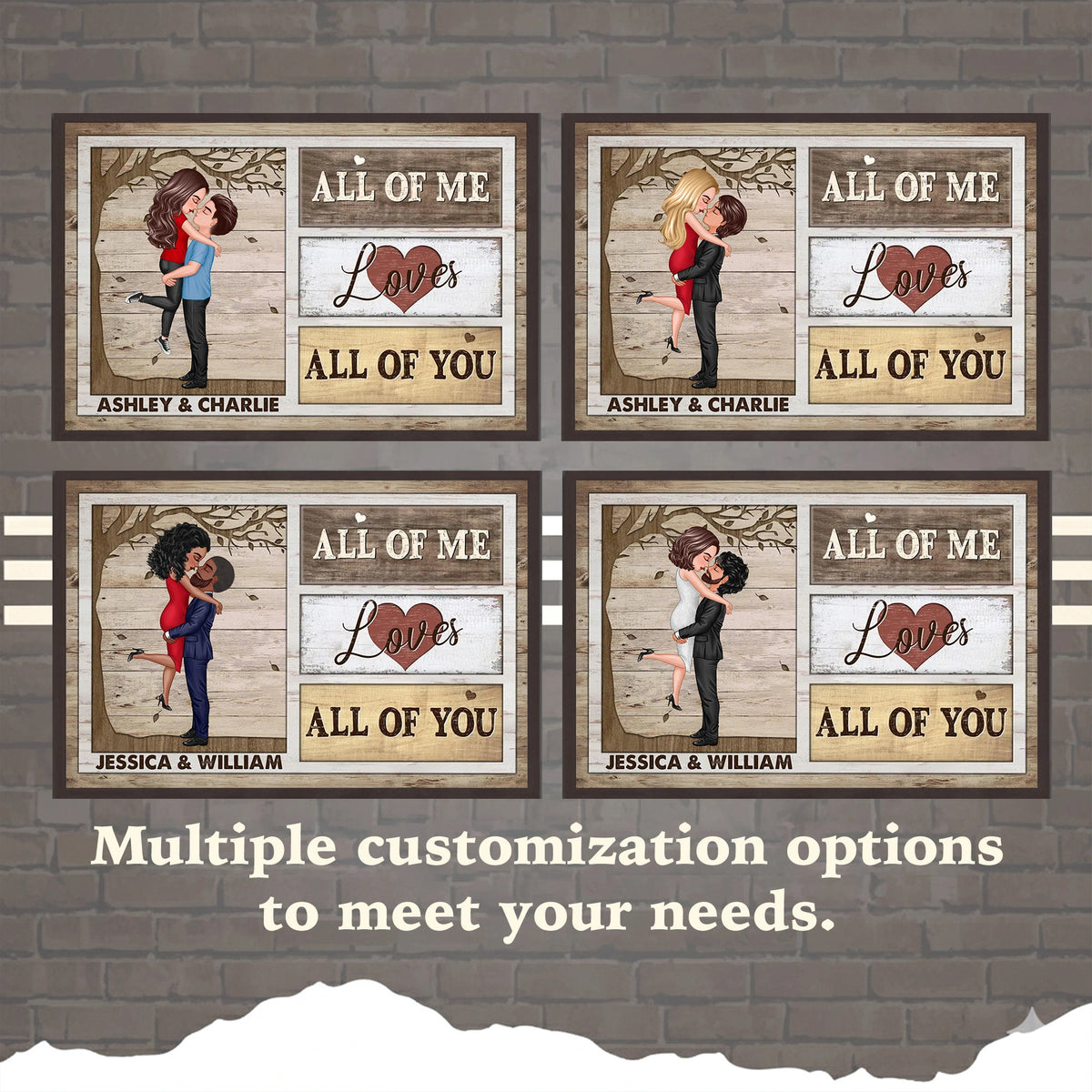 Custom Couple Poster All Of Me Loves All Of You Modern Romantic Wall Art Unique Gift For Anniversary Birthday Or Christmas