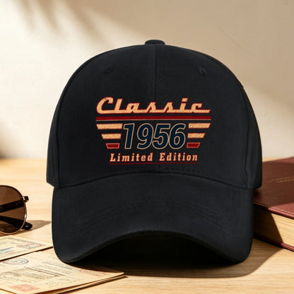 Personalized Black Baseball Cap with Retro Typography, Unique Birthday Gift for Dad or Grandpa