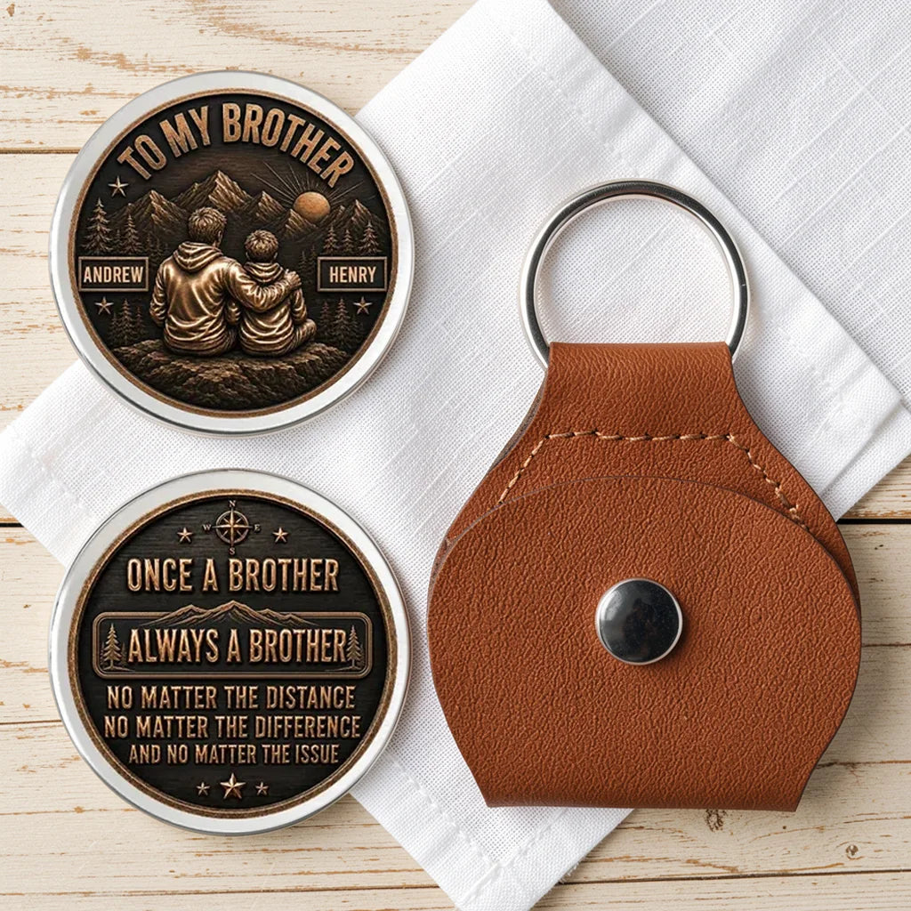 Personalized Brother Pocket Hug with Arm in Arm Mountain Scene, Unique Gift for Brother
