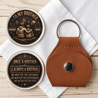 Personalized Brother Pocket Hug with Arm in Arm Mountain Scene, Unique Gift for Brother