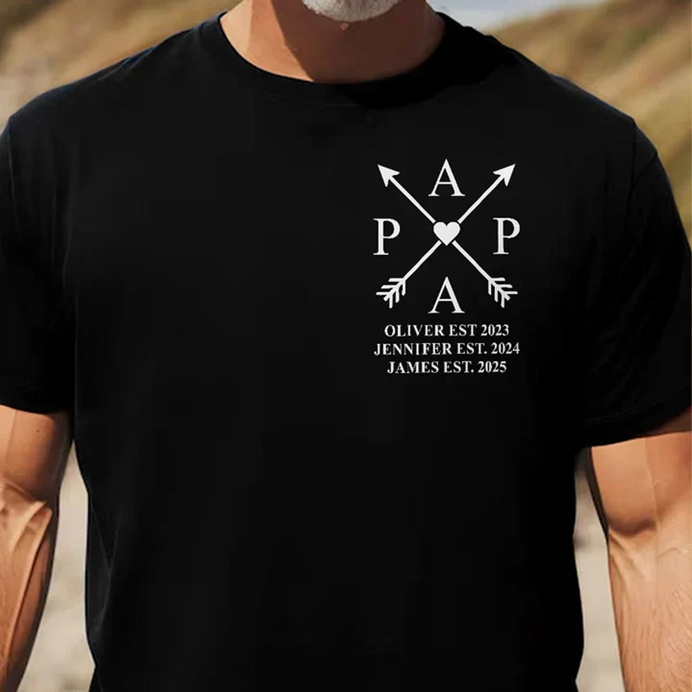 Personalized Papa Edition Classic Tee with Crossed Arrows Design - Unique Gift for Dad with a Clean, Modern Look