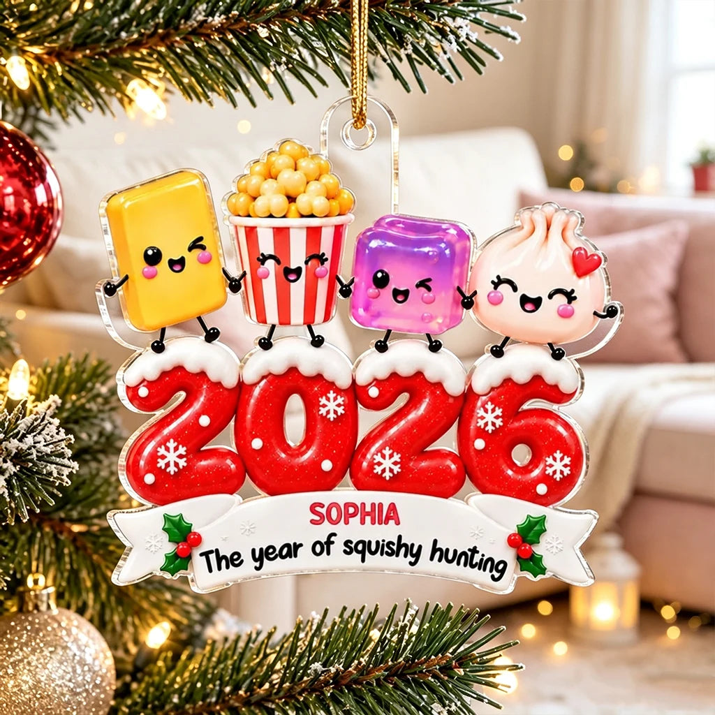 Personalized Acrylic Ornament, Cheerful Squishy Friends Holding Hands, Creative Christmas Tree Gift for Kids