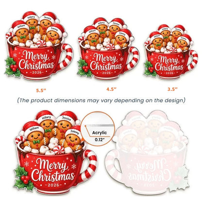 Personalized Acrylic Fridge Magnet, Colorful Gingerbread Family Christmas Decor, Unique Gift for Family