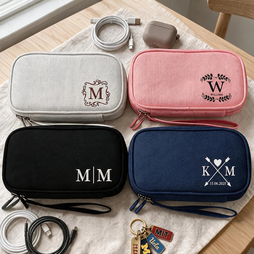 Personalized Oxford Cable Organizer, Keep Everyday Tech Together, Unique Creative Gift for Travelers