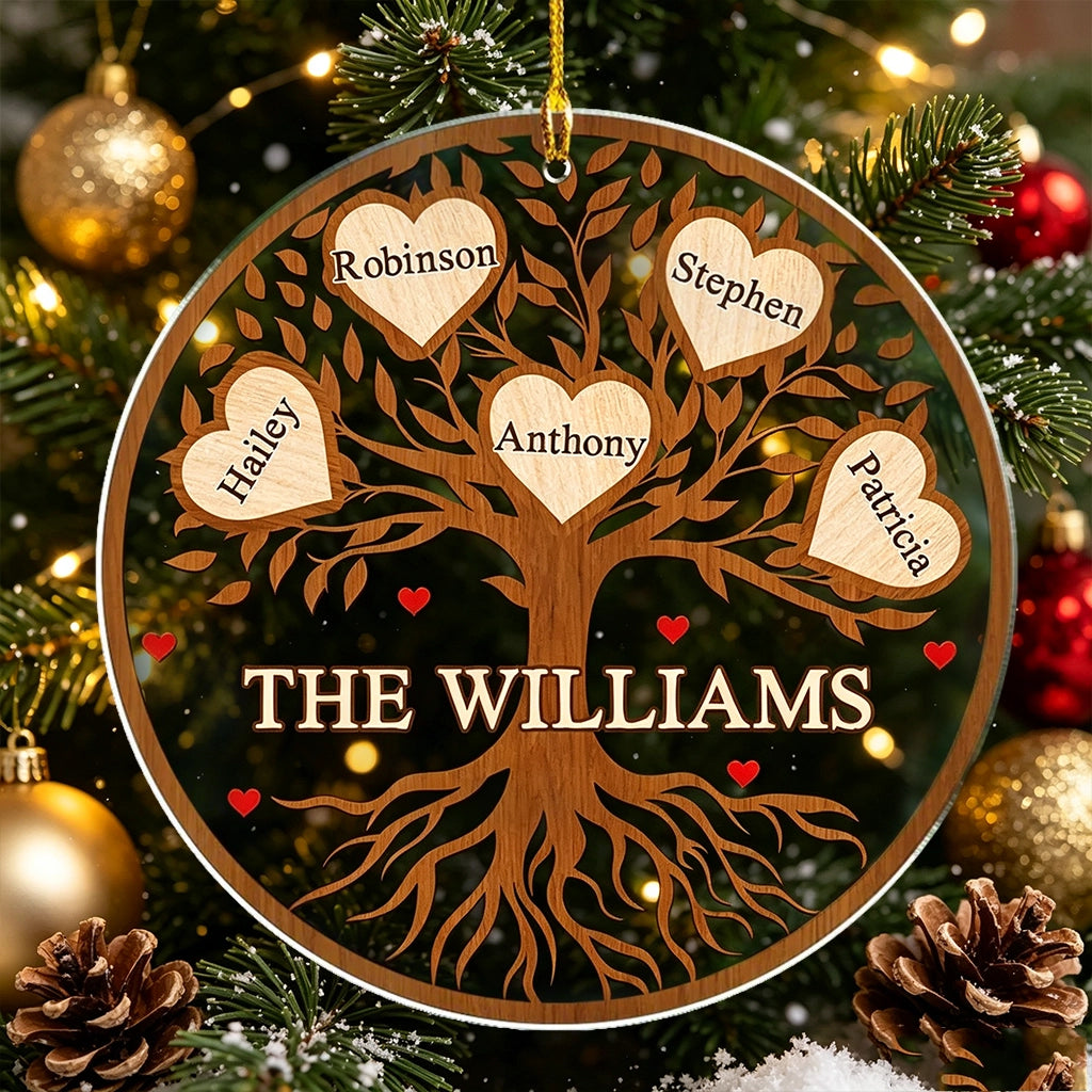Personalized Acrylic Ornament, Hanging Family Love Tree With Heart Leaves, Unique Creative Gift for Family