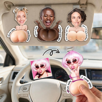 Silicone Chest Acrylic Car Visor Clip, Funny Driver Visor Decor, Unique Creative Gift For Friend