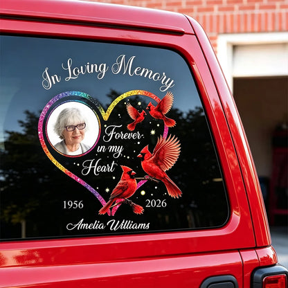 Forever in My Heart Personalized Sticker Decal, Red Cardinal Tribute, Creative Sympathy Gift for Family