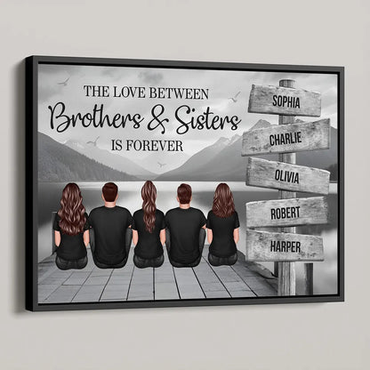 Brothers & Sisters Forever Linked Together Sign Posts Personalized Poster or Keychain or Plaque or Ornament, Home Decoration, Gift For Siblings