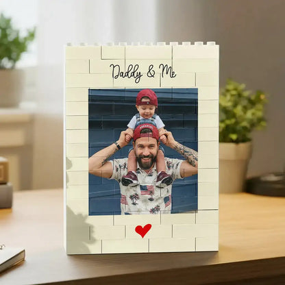 Personalized ABS Building Brick Puzzle, Dad Carrying Child Photo Keepsake, Unique Gift for Dad