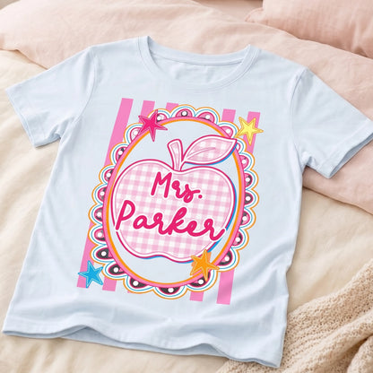 Personalized Classic Tee With Preppy Apple Art, Unique Teacher Gift For Classroom Days