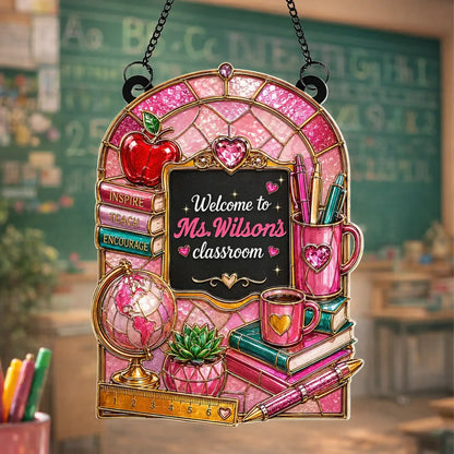 Personalized Acrylic Suncatcher Ornament for Teacher, Classroom Window Decor, Unique Teacher Gift