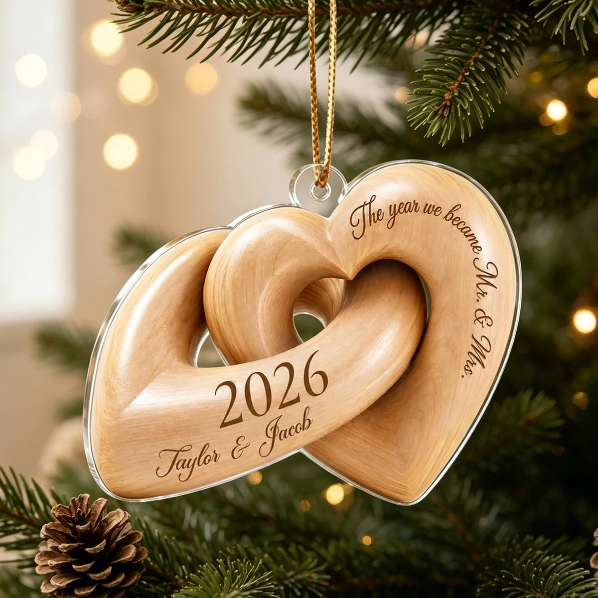 Acrylic Ornament with The Year We Became Mr. & Mrs., Creative Holiday Tree Keepsake Gift for Newlywed Couple