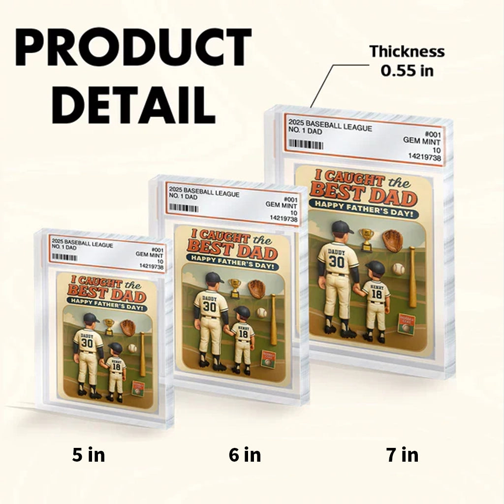 Rectangle Acrylic Block Plaque for Dad, Unique Custom Baseball Card Style Gift with Holding Hands Family Moment