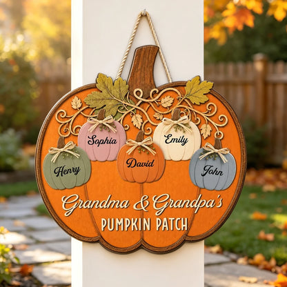 Personalized Wooden Sign, Grandma & Grandpa's Pumpkin Patch, Unique Autumn Gift for Grandparents