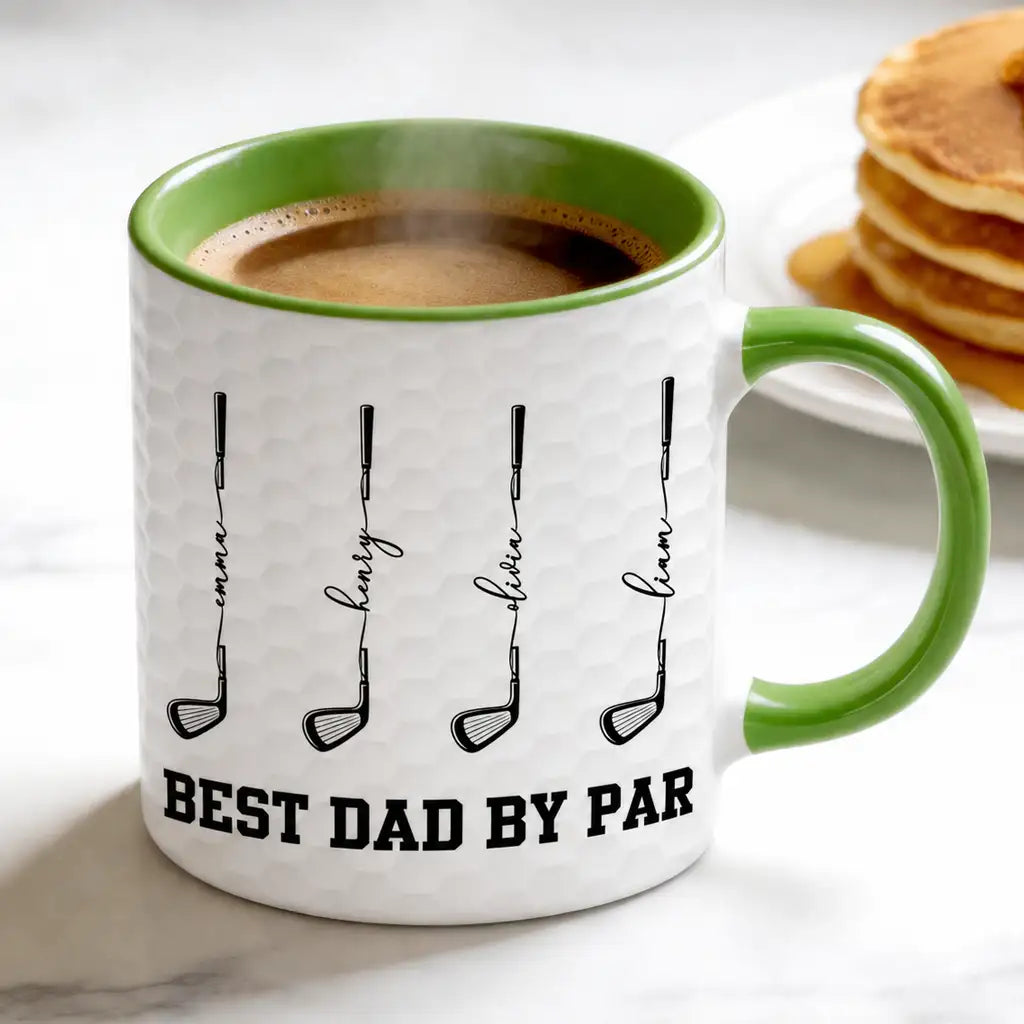Personalized Golf Dad Two-Tone Mug, Unique Gift for Dad's Morning Coffee