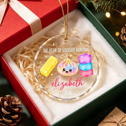 Personalized Crystal Ornament, Colorful Squishy Design for a Lit Christmas Tree, Unique Gift for Kids