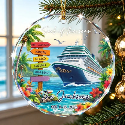 Soul of the Seas Personalized Crystal Ornament, Colorful Cruise Memory, Creative Gift for Family