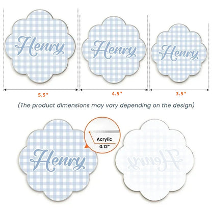 Personalized Acrylic Magnet with Bow and Scalloped Designs, Creative Gift for Family, Cheerful Kitchen Decor