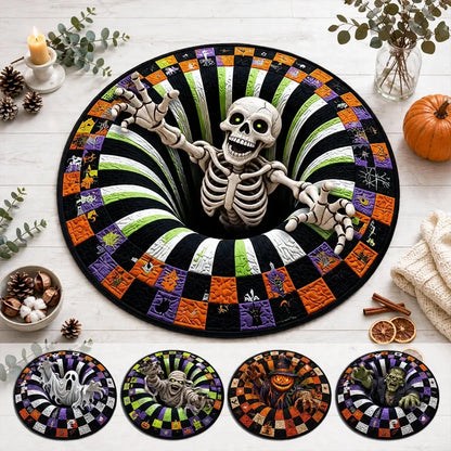 Reaching Skeleton Shaped Doormat, Personalized Spooky Family Welcome, Creative Halloween Gift