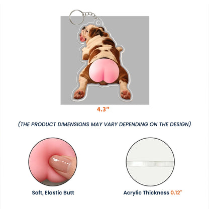 Silicone Butt Acrylic Keychain With Custom Pet Photo, Funny Pink Butt, Creative Gift for Pet Owners