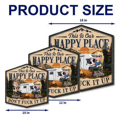 Personalized Wooden Sign, RV Camp Happy Place, Unique Gift for Couples & Campers