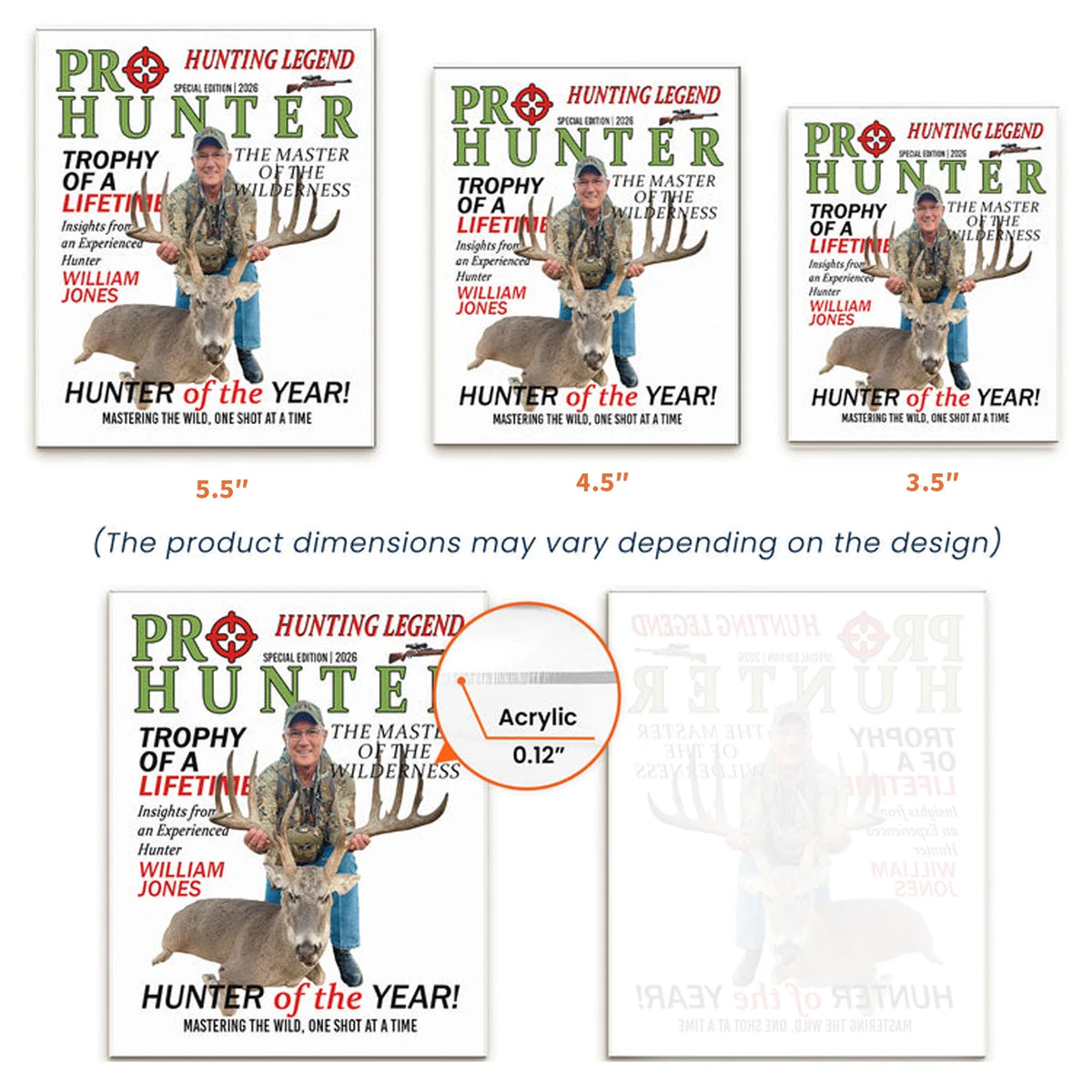Personalized Acrylic Fridge Magnet, Hunting Legend in the Wilderness, Creative Gift for Dad