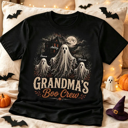 Personalized Grandma's Boo Crew Classic Tee, Ghost Haunted House Design, Unique Gift for Grandma