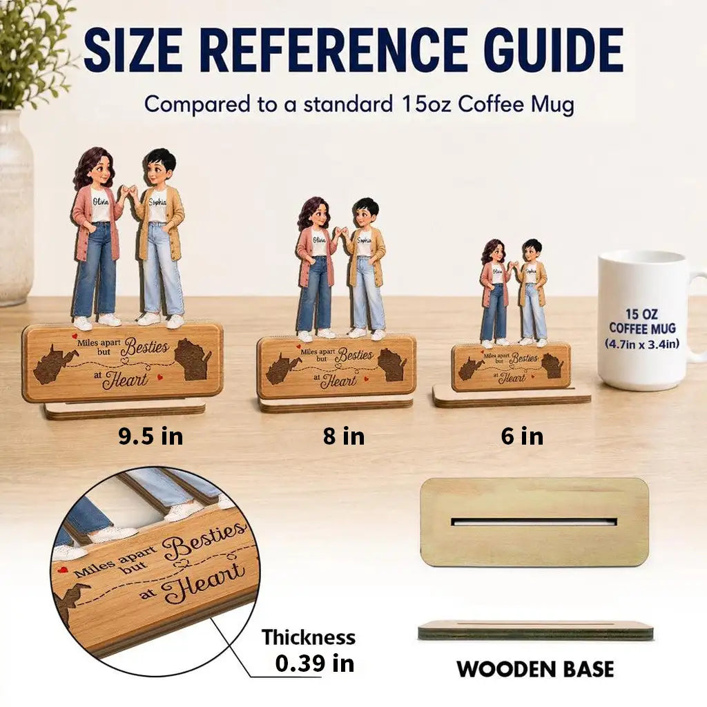 Personalized Wooden Plaque, Unique Best Friends Gift With Pinky Promise & Miles Apart Quote