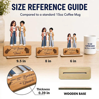 Personalized Wooden Plaque, Unique Best Friends Gift With Pinky Promise & Miles Apart Quote