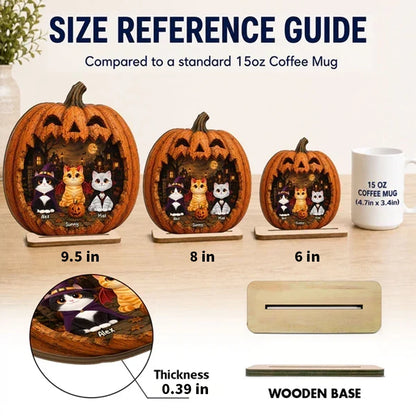 Custom 2-Layer Wooden Plaque, Moonlit Pumpkin Cat Keepsake, Unique Creative Gift for Pet Owners