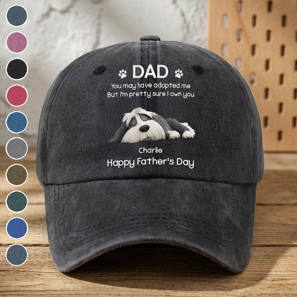 Funny Dog Dad Washed Denim Baseball Cap, Custom Pet Quote for a Creative Gift He'll Wear