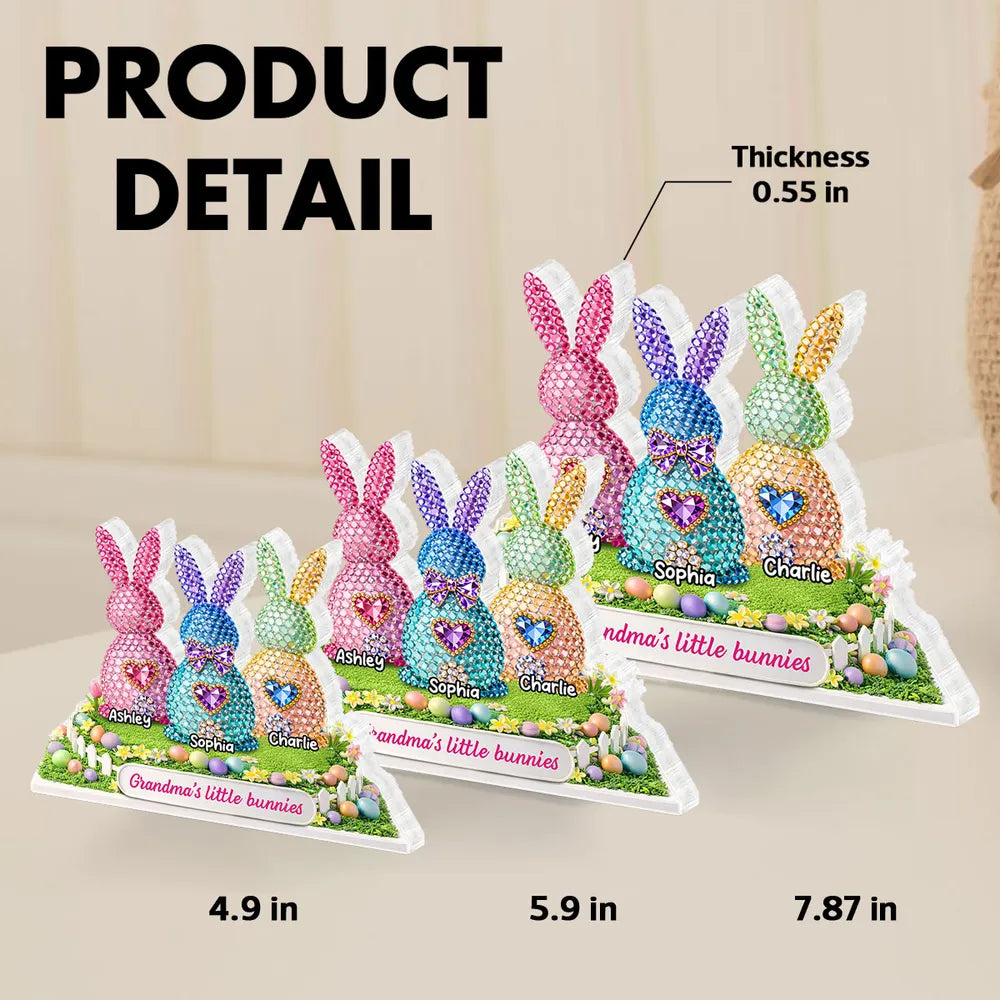 Grandma's Little Bunnies Shaped Acrylic Block Plaque Personalized Keepsake for Easter Home Accent Thoughtful Gift