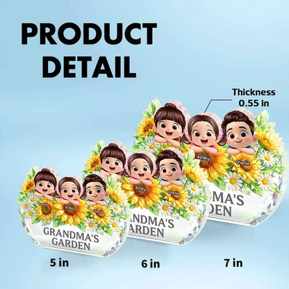 Personalized Shaped Acrylic Block Plaque Grandma's Garden Sunflower Decor - Unique Gift for Grandma, Sweet Keepsake