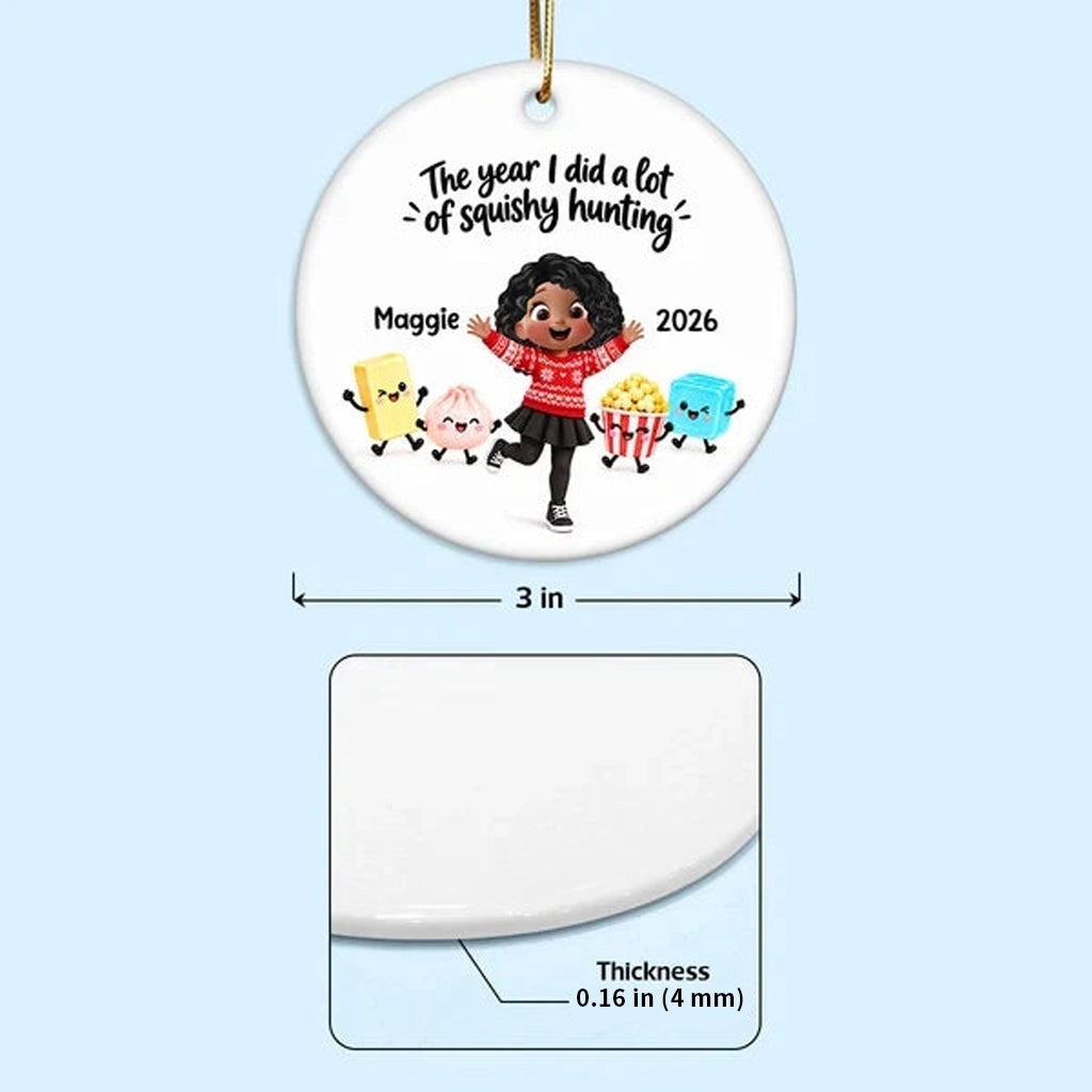 Personalized Ceramic Ornament, Cheering Girl with Cute Squishy Characters, Unique Christmas Gift for Kids