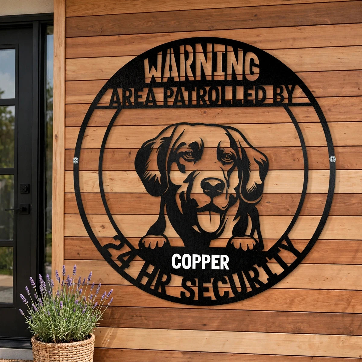 Personalized Shaped Metal Sign with Guard Dog Portrait, Monochrome Entry Decor, Unique Gift for Dog Lovers