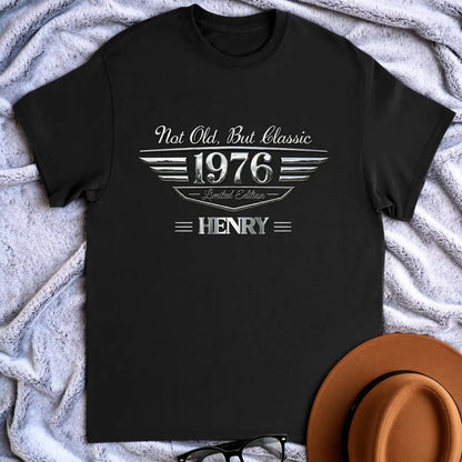Custom Black Classic Tee with Vintage Limited Edition Look, Creative Gift for Dad or Friend