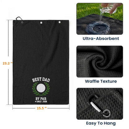 Personalized Golf Towel for Dad, Embroidered Golf Design, Unique Creative Gift for Course Days