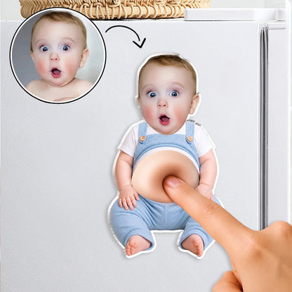 Silicone Belly Acrylic Magnet with Custom Baby Photo, Pressable Fridge Decor, Unique Creative Gift for Family