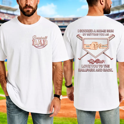 Personalized Dual Print Classic Tee, Baseball Dad Ballpark Design, Unique Gift for Dad