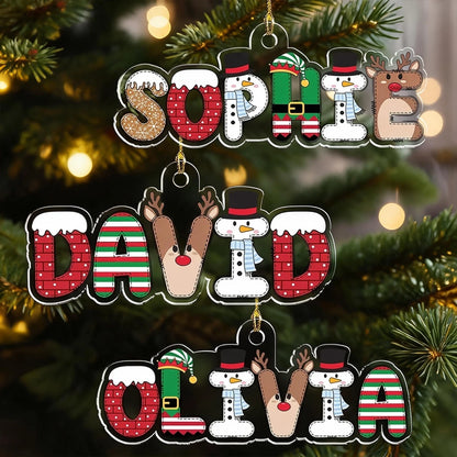 Personalized Acrylic Ornament, Festive Character Letter Design Hanging on a Christmas Tree, Unique Gift for Family