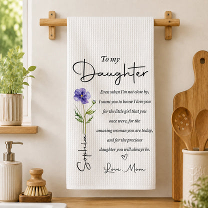 Personalized Kitchen Towel with Loving Mother-Daughter Quote, Sunlit Kitchen Decor, Creative Gift for Daughter