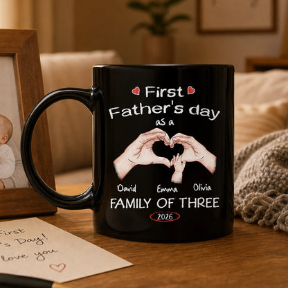 Personalized Full Color Mug for New Dad, Heart Hands First Father's Day, Unique Gift for Coffee Time