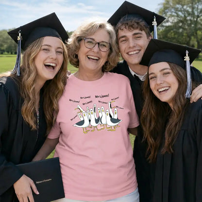 Personalized Classic Tee with Funny Seagulls, Unique Teacher Appreciation Gift in Vibrant Pink