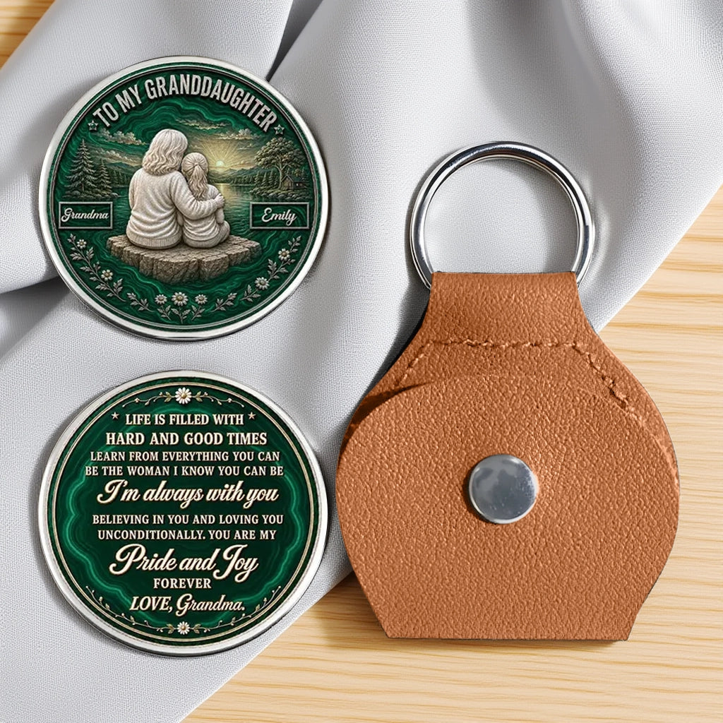 Personalized Pocket Hug, Grandma Hugging Granddaughter at a Forest Lake, Pride and Joy Creative Gift for Her