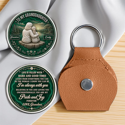 Personalized Pocket Hug, Grandma Hugging Granddaughter at a Forest Lake, Pride and Joy Creative Gift for Her