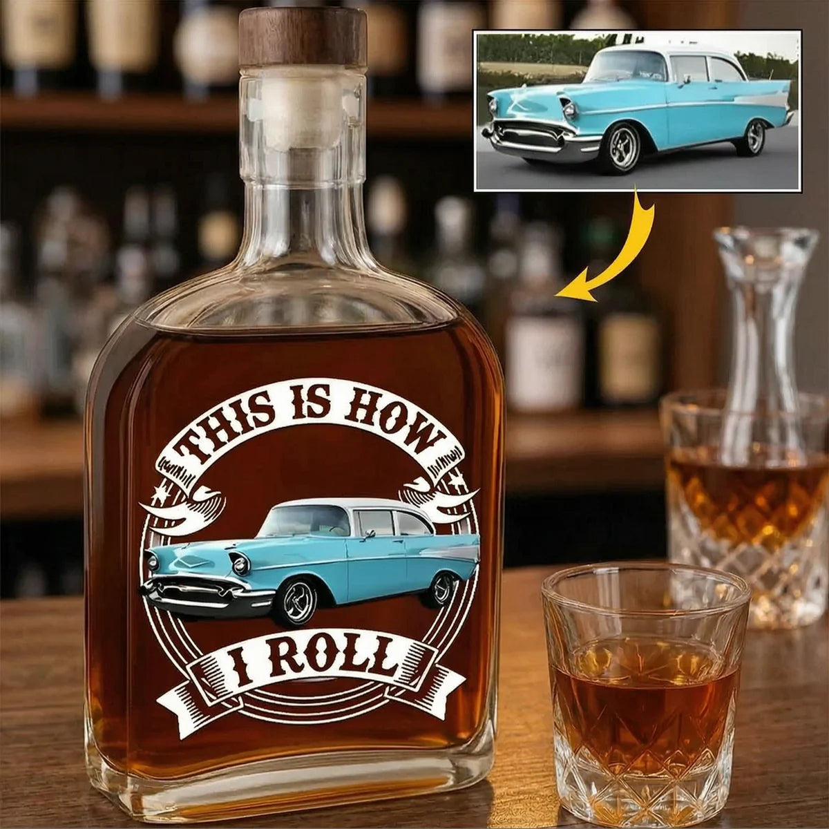 Personalized Glass Spirits Decanter, This Is How I Roll Car Tribute, Creative Gift for Whiskey Lovers