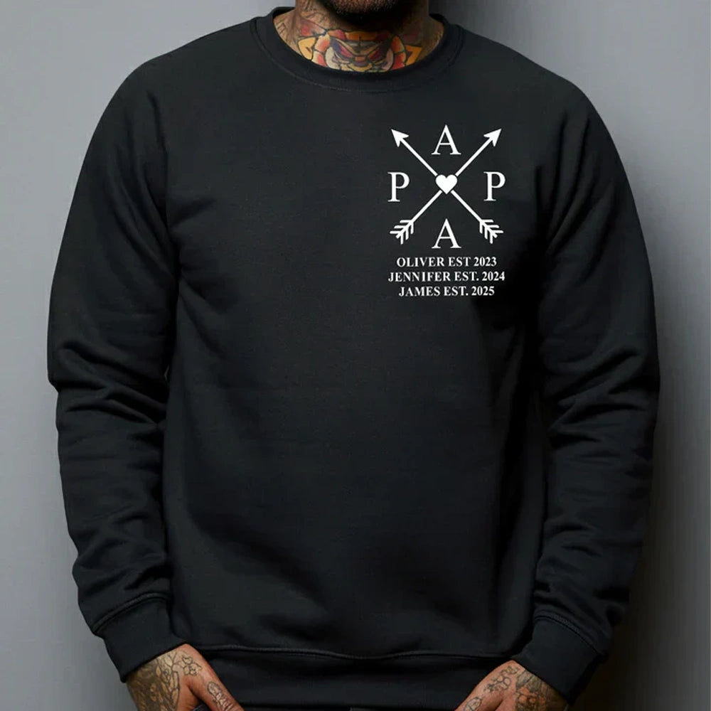 Personalized Papa Edition Classic Tee with Crossed Arrows Design - Unique Gift for Dad with a Clean, Modern Look