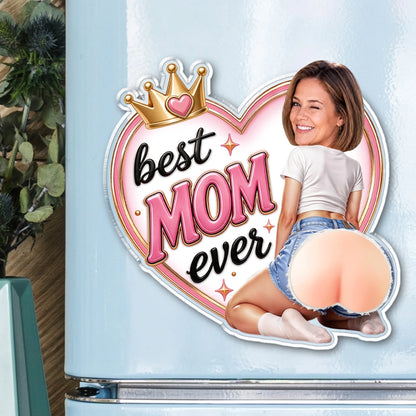 Silicone Butt Acrylic Magnet with Heart and Crown, Personalized Creative Gift Celebrating Mom