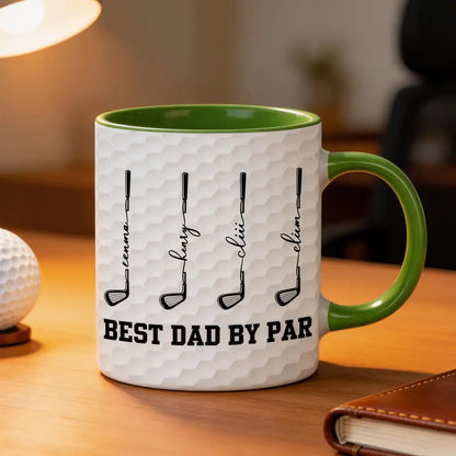 Personalized Golf Dad Two-Tone Mug, Unique Gift for Dad's Morning Coffee