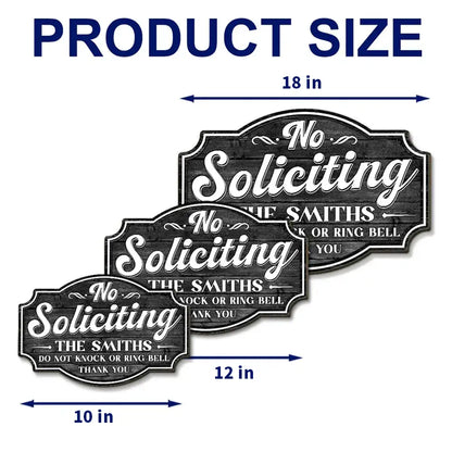 Personalized Wooden Sign, No Soliciting Door Decor, Unique Creative Gift for Family Entryway